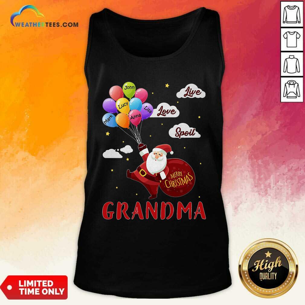Colorful Santa Claus Merry Christmas Grandma Live Love Spoil Shirt - Image 4