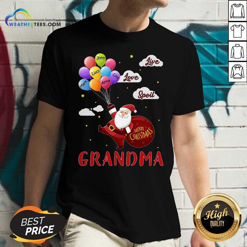 Colorful Santa Claus Merry Christmas Grandma Live Love Spoil Shirt - Image 3