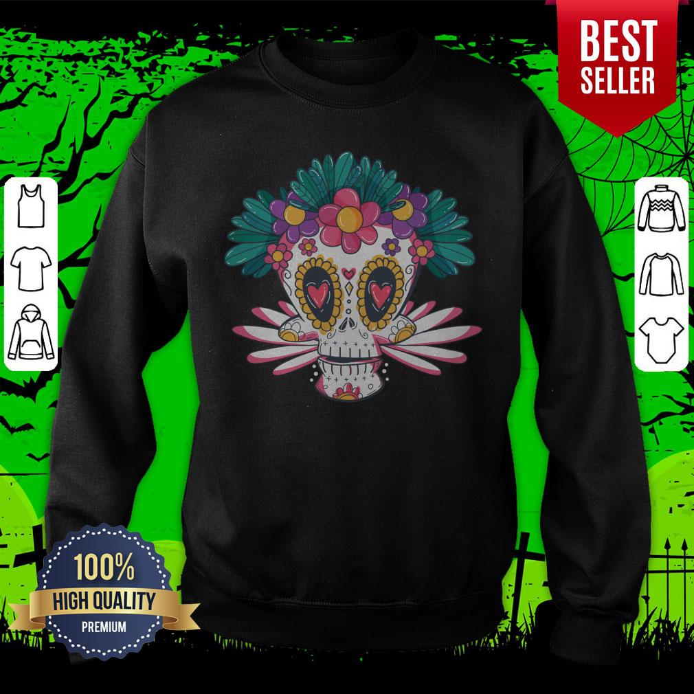 Colorful Sugar Skull Day Of Dead Muertos Shirt - Image 2