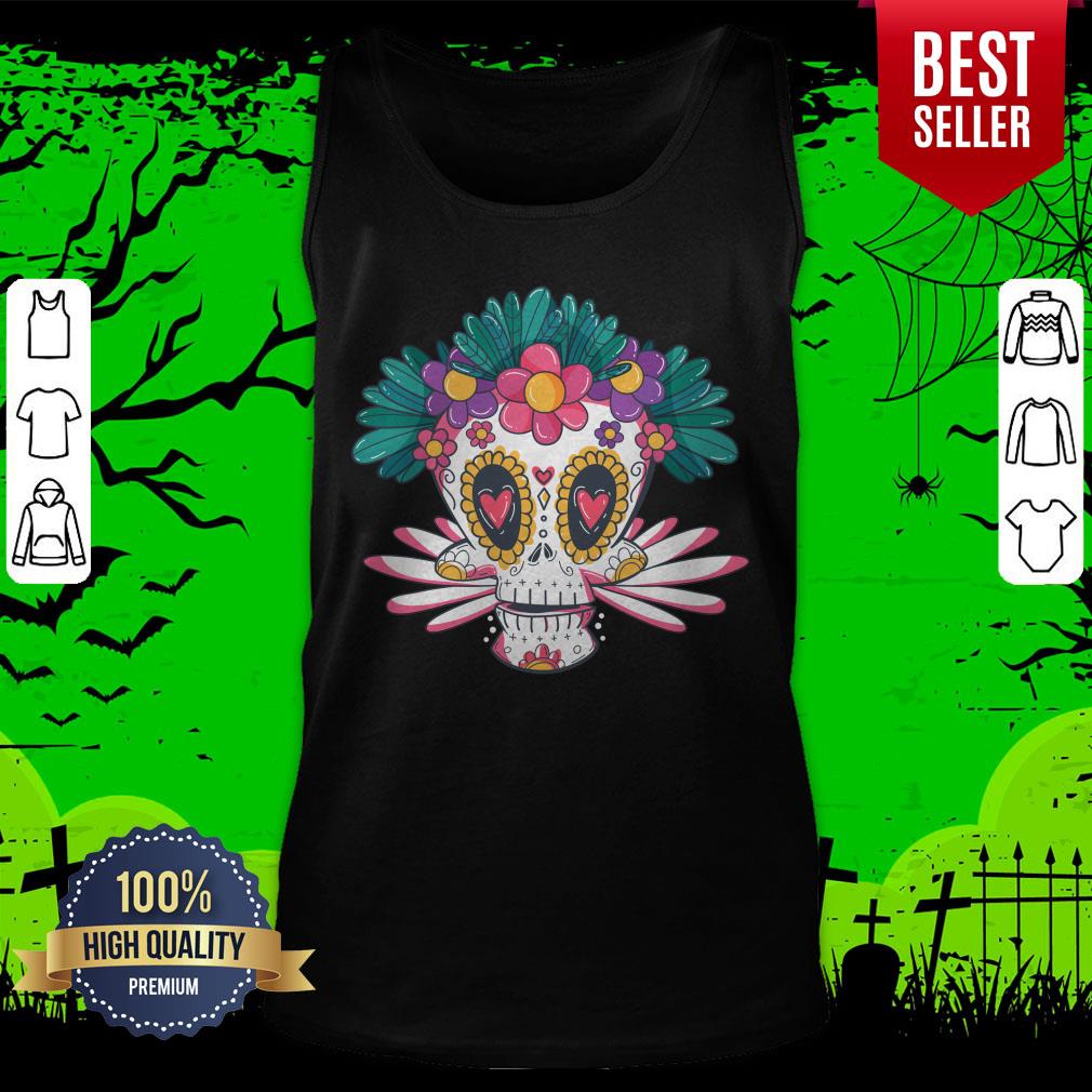 Colorful Sugar Skull Day Of Dead Muertos Shirt - Image 5