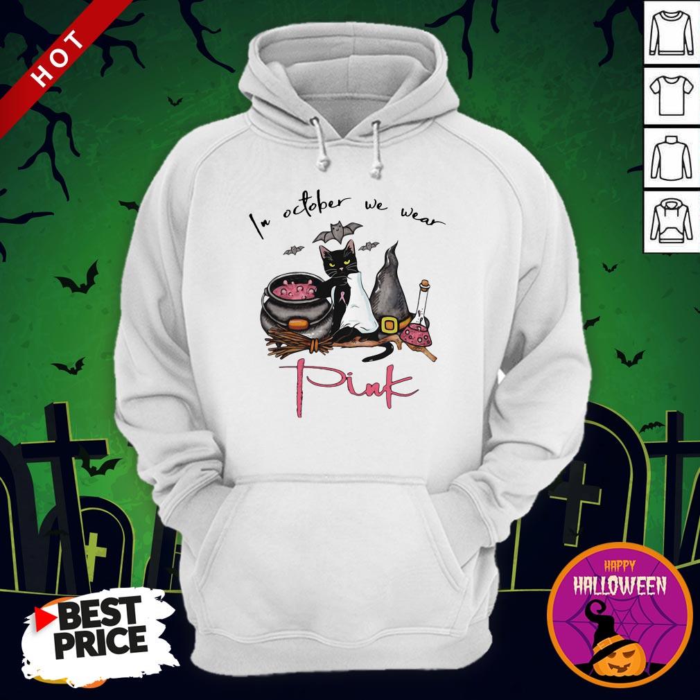 Cool Black Cat Witch Tattoo Cancer Awareness In October We Wear Pink Shirt - Image 5