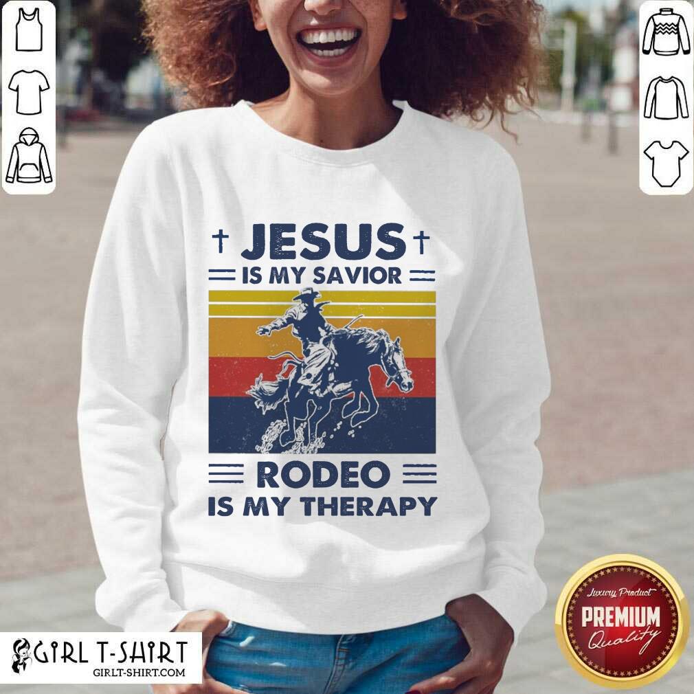 Cool Jesus Is My Savior Rodeo Is My Therapy Vintage Shirt - Image 3