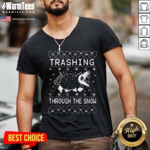 Alternative view of Cool Mouse Trashing Mouse Through The Snow Ugly Christmas Shirt