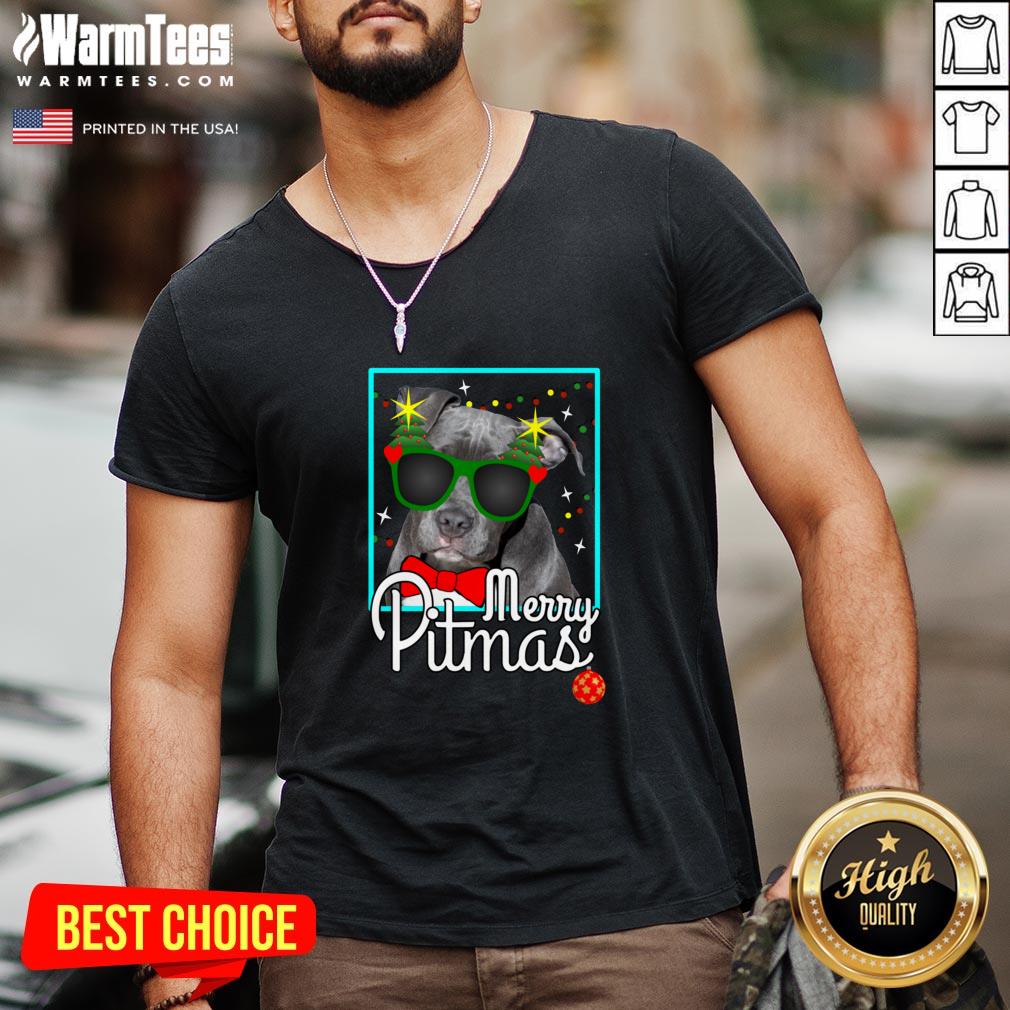 Cool Pitbull Merry Pitmas Shirt - Image 2