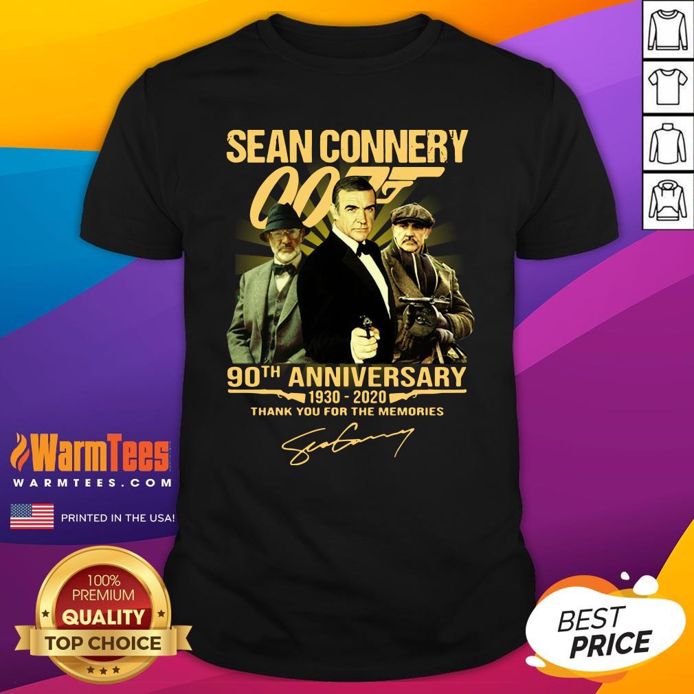 Cool Sean Connery 007 90th Anniversary 1930 2020 Thank You For The Memories Signature Shirt