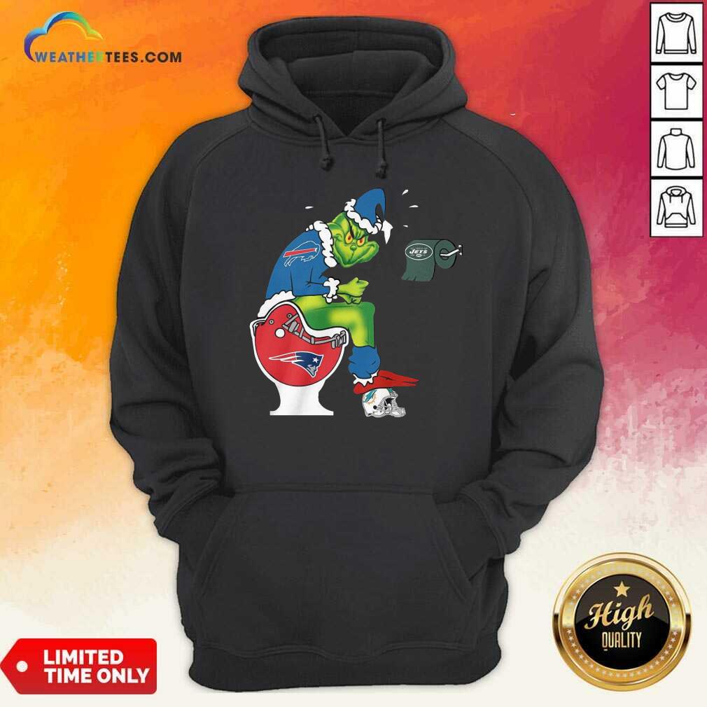 Cool The Grinch Buffalo Bills Shit On Toilet New England Patriots Christmas Shirt - Image 5
