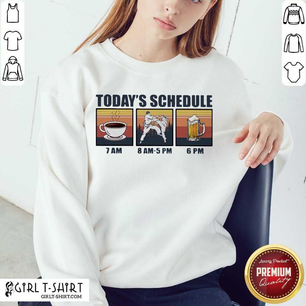 Cool Today Schedule Karate Coffee Beer Vintage Shirt - Image 4