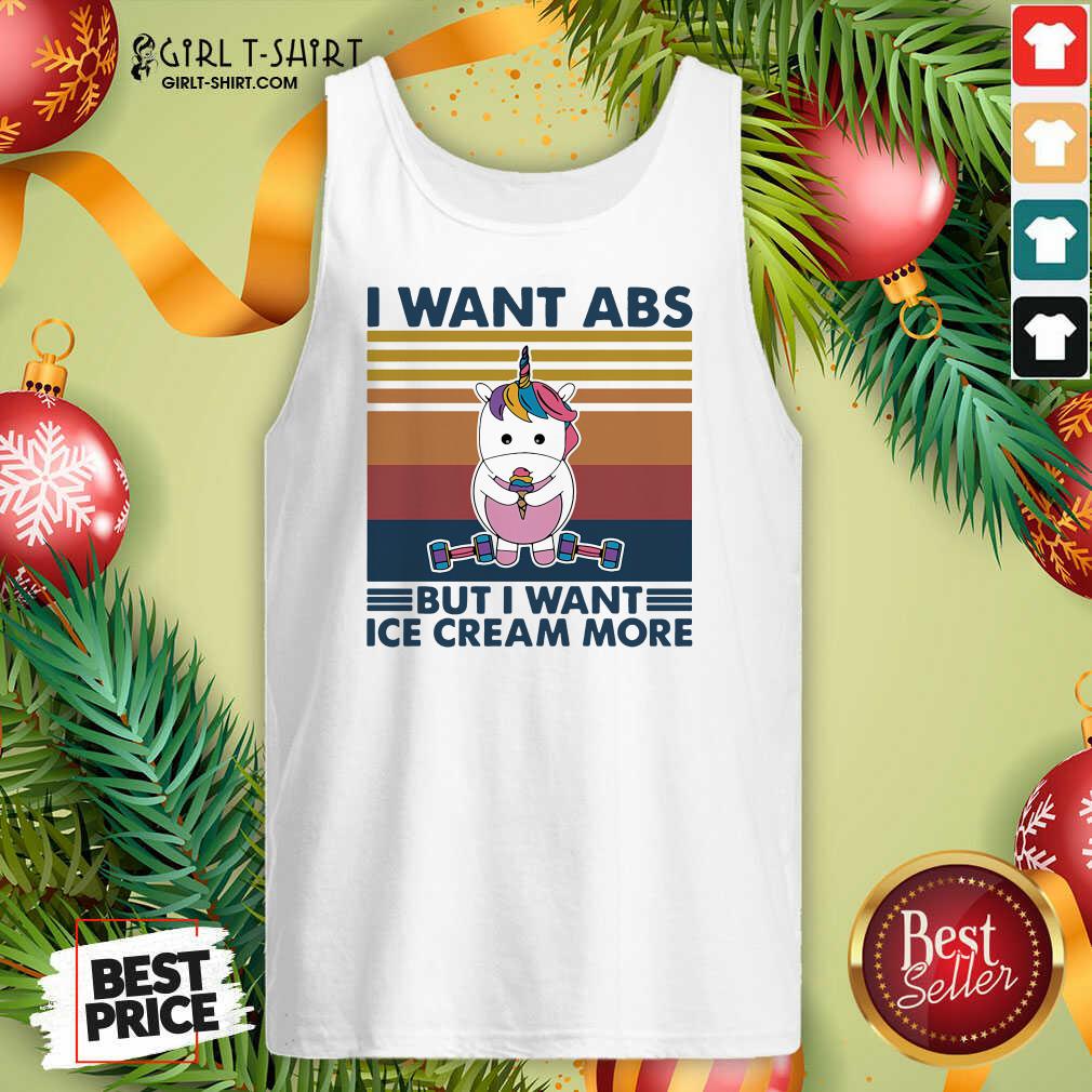 Cool Unicorn I Want Abs But Want Ice Cream More Vintage Shirt - Image 3