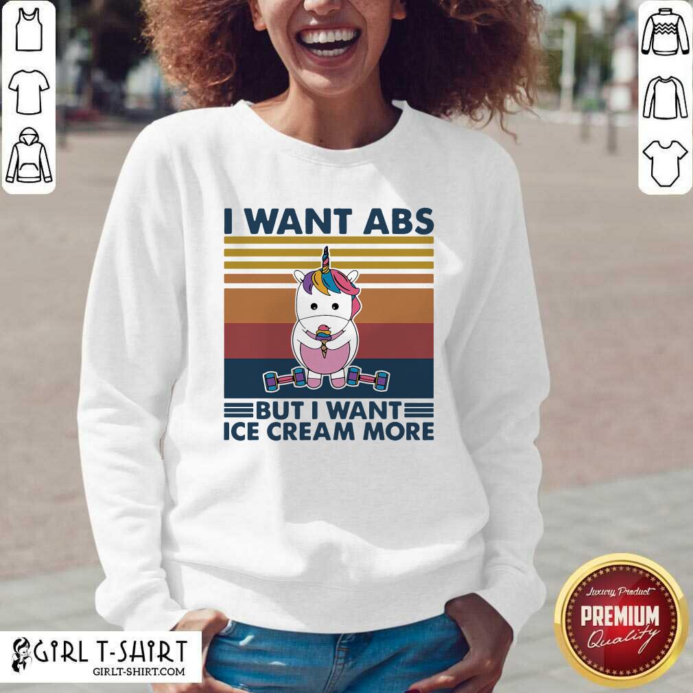 Cool Unicorn I Want Abs But Want Ice Cream More Vintage Shirt - Image 2