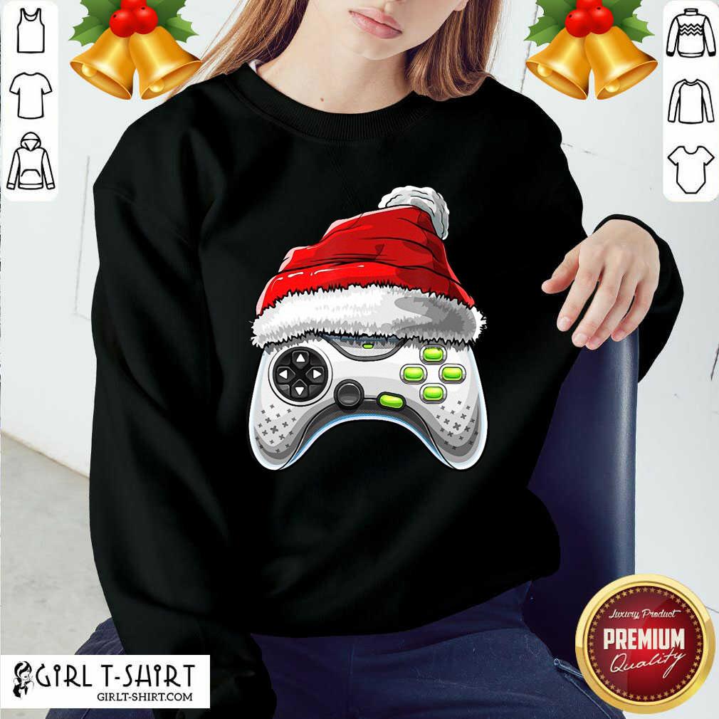 Cool Video Game Controller Santa Hat Christmas Shirt - Image 4