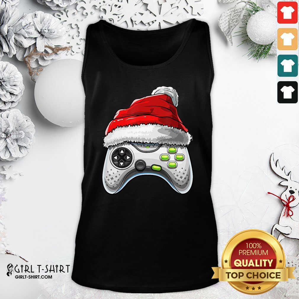 Cool Video Game Controller Santa Hat Christmas Shirt - Image 3