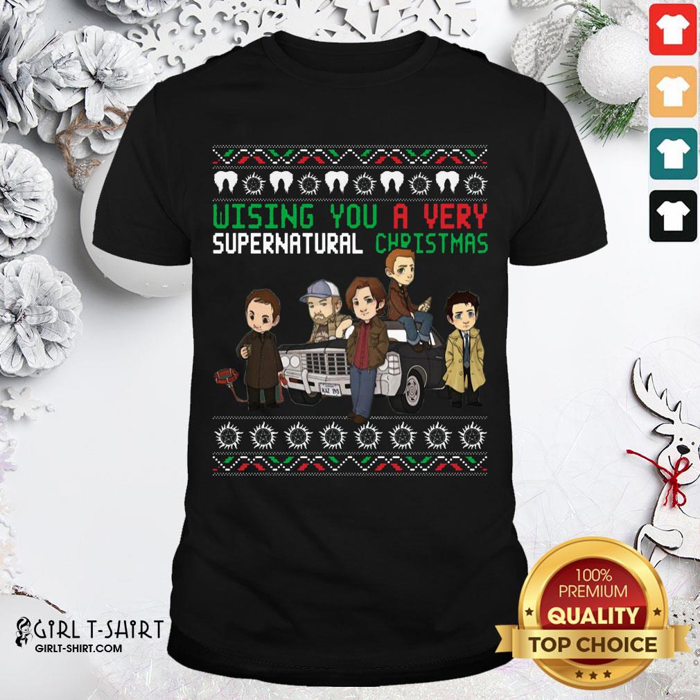Cool Wishing You A Very Supernatural Christmas Shirt