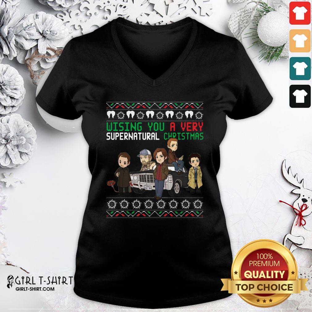 Cool Wishing You A Very Supernatural Christmas Shirt - Image 3