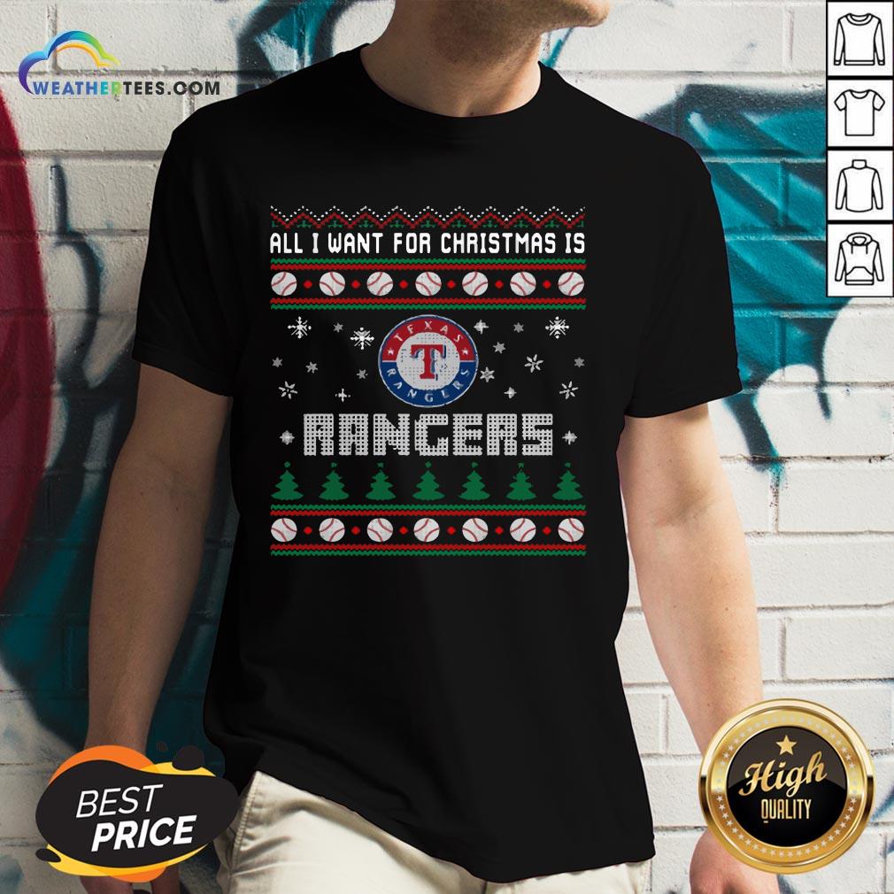 Crazy MLB All I Want For Christmas Is Texas Rangers Baseball Sports Shirt - Image 2