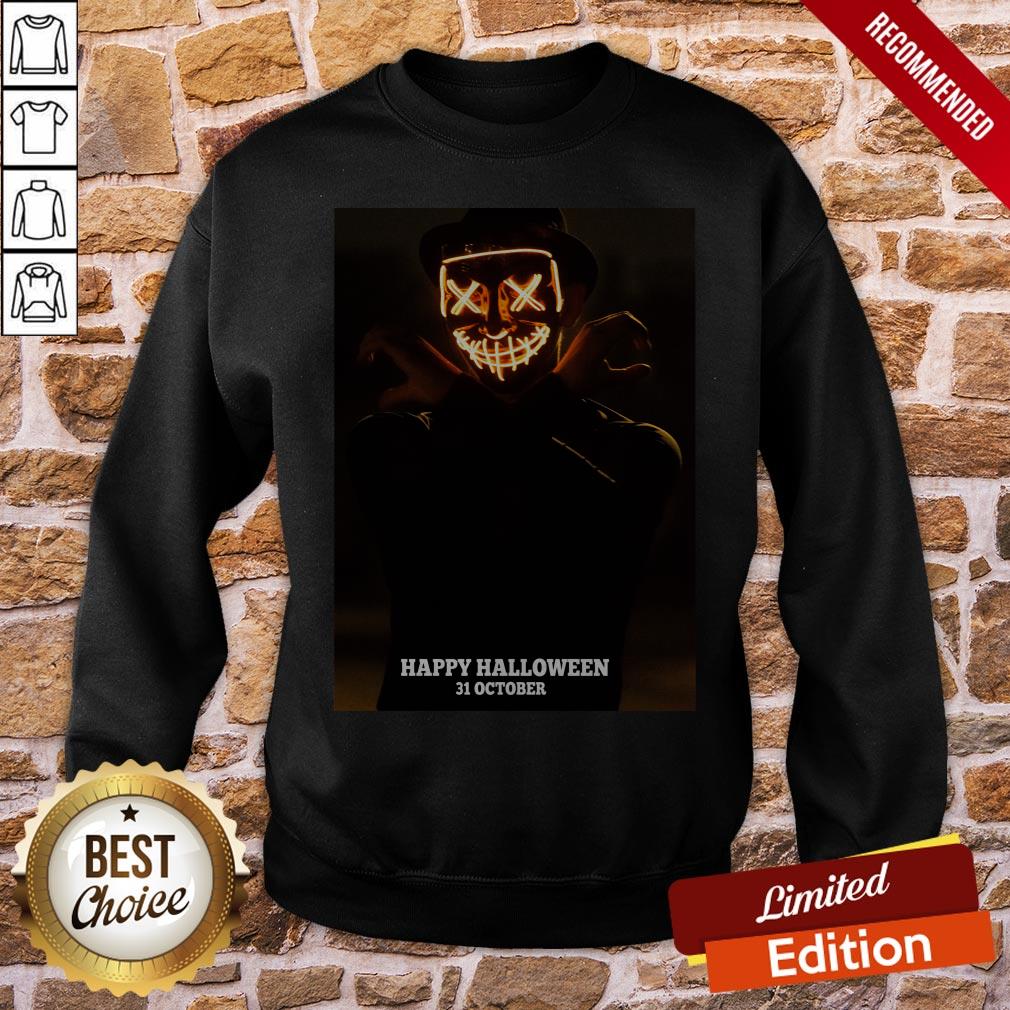 Creepy Smiling Pumpkin Man Happy Halloween 31 October Shirt - Image 3
