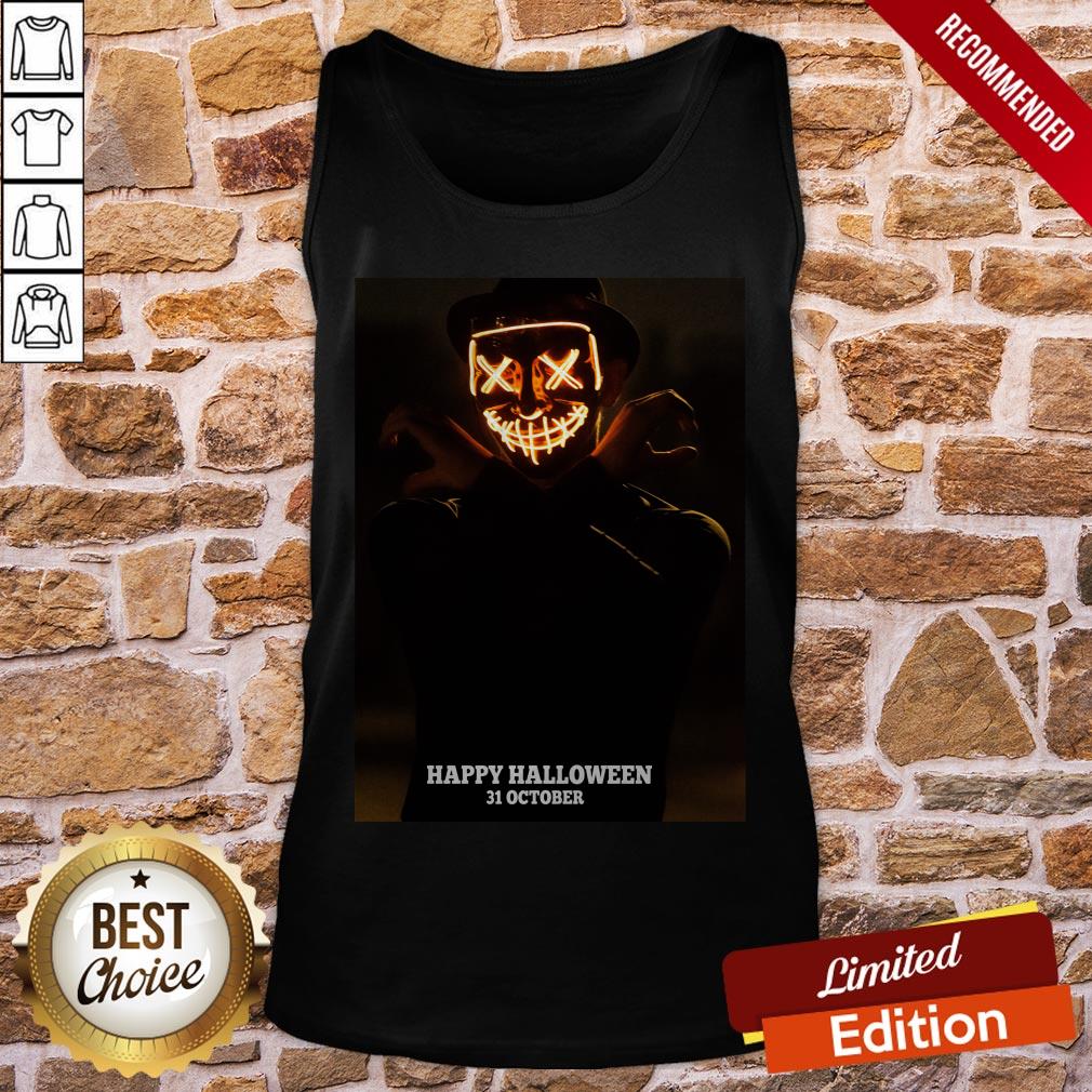 Creepy Smiling Pumpkin Man Happy Halloween 31 October Shirt - Image 2