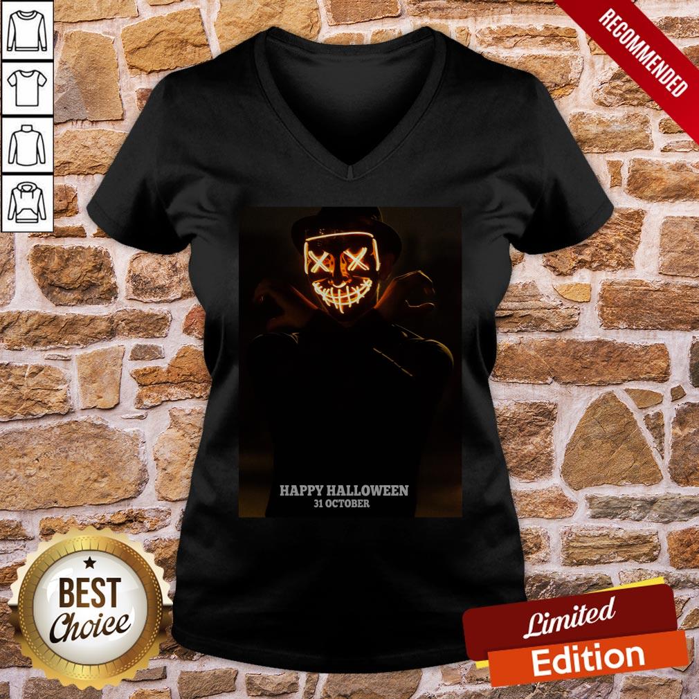 Creepy Smiling Pumpkin Man Happy Halloween 31 October Shirt - Image 5