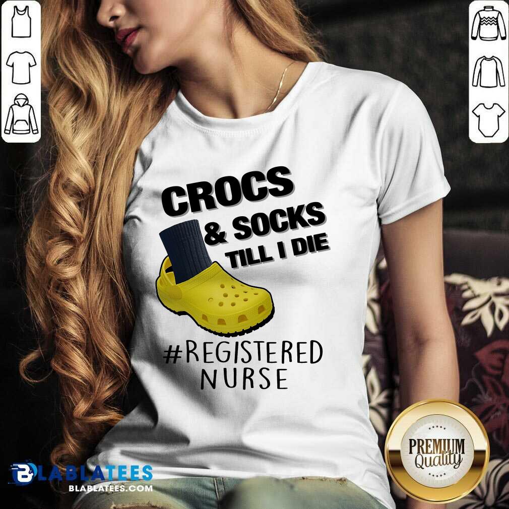 Crocs And Socks Till I Die Shirt - Image 2