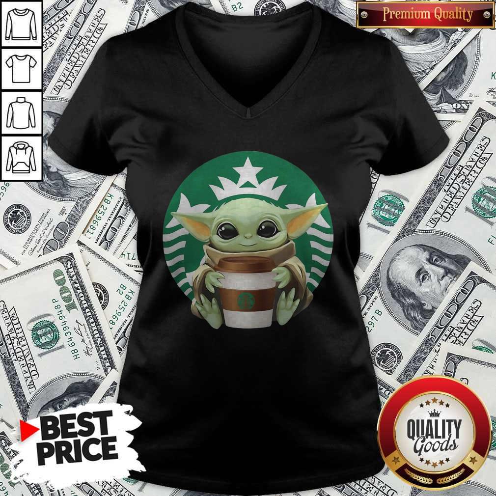 Cute Baby Yoda Hug Starbucks Shirt - Image 3
