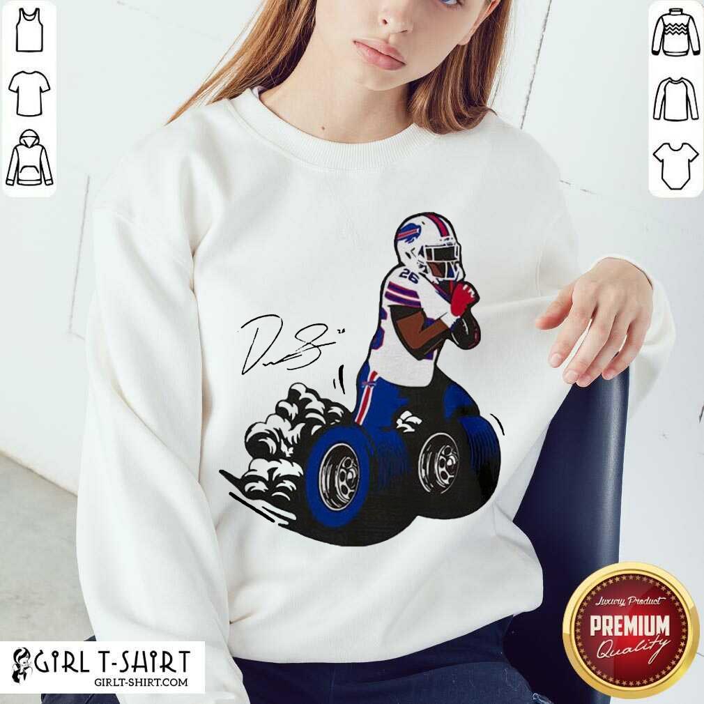 Cute Buffalo Bills Fan Box Devin Singletary Motor Signature Shirt - Image 4