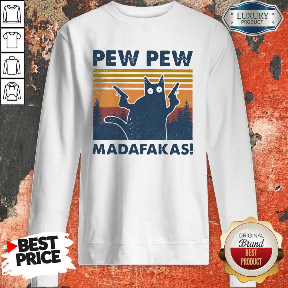 Cute Cat Pew Pew Madafakas Vintage Shirt - Image 4