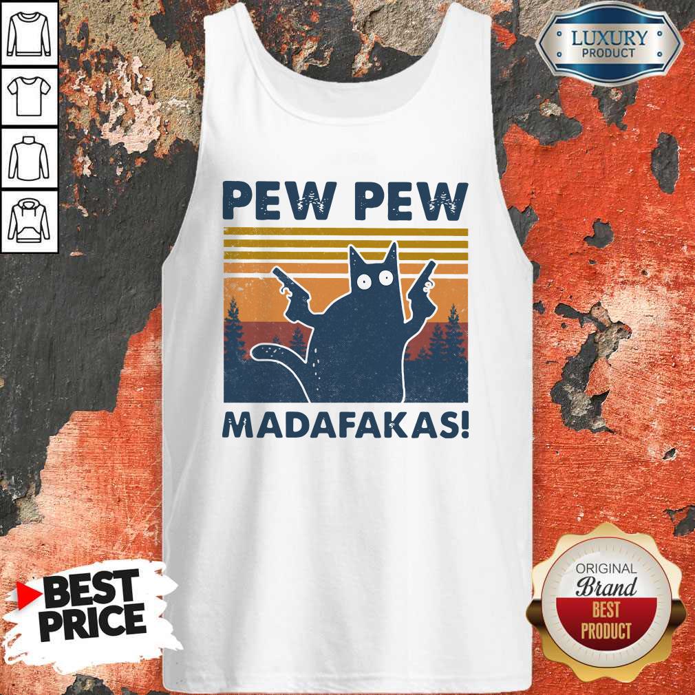 Cute Cat Pew Pew Madafakas Vintage Shirt - Image 3