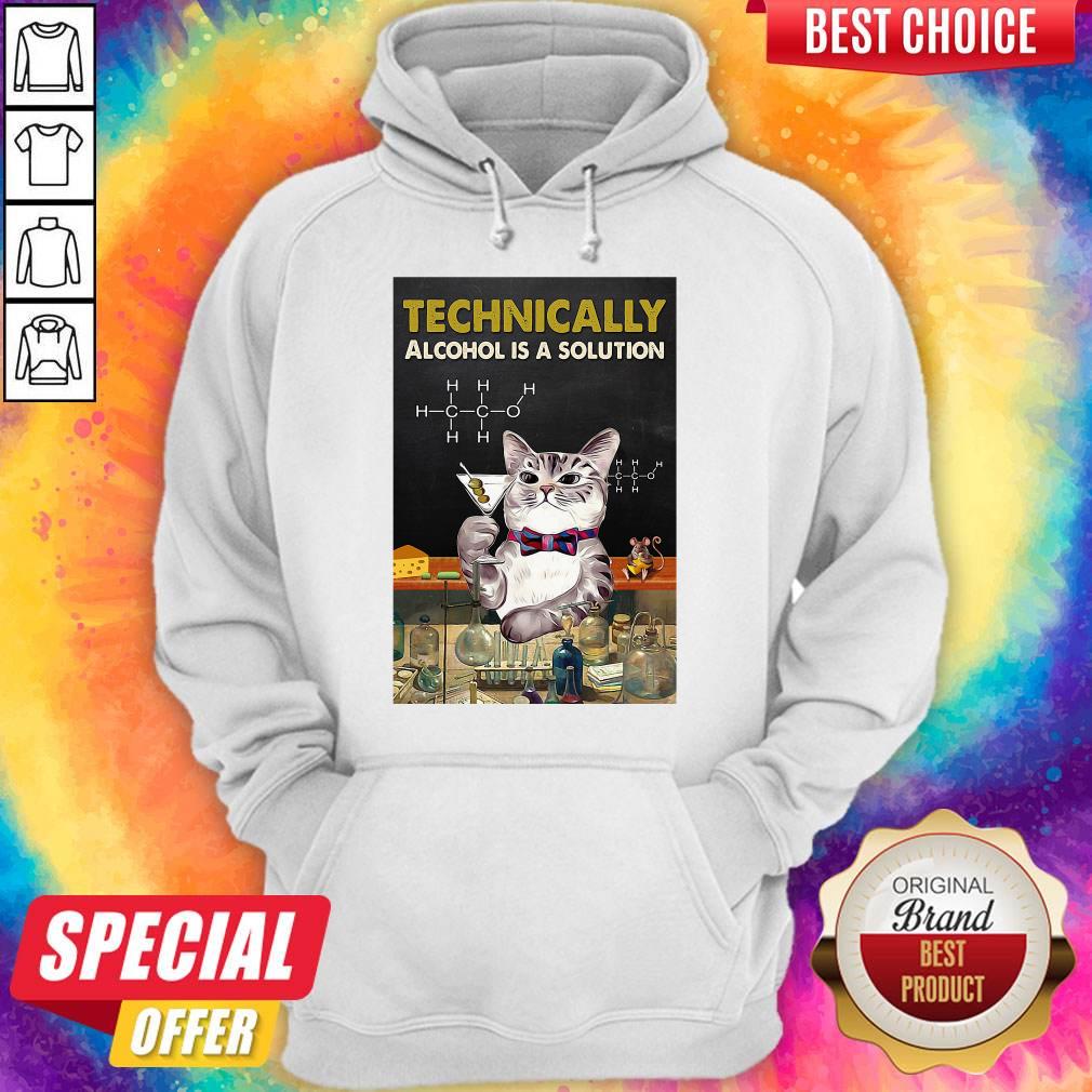 Cute Cat Technically Alcohol Is A Solution Shirt - Image 5