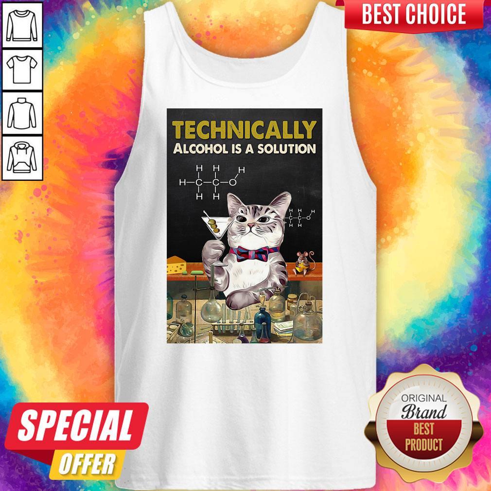 Cute Cat Technically Alcohol Is A Solution Shirt - Image 3