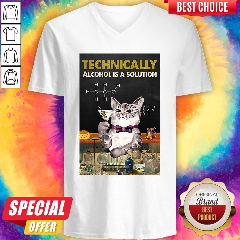 Cute Cat Technically Alcohol Is A Solution Shirt - Image 2