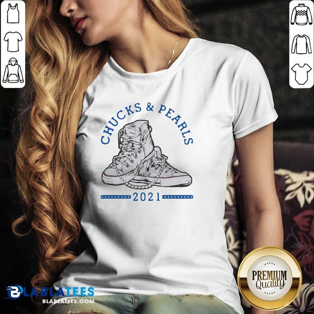 Cute Chucks And Pearls Shirt Matching Mom Daughter T-Shirt - Image 2