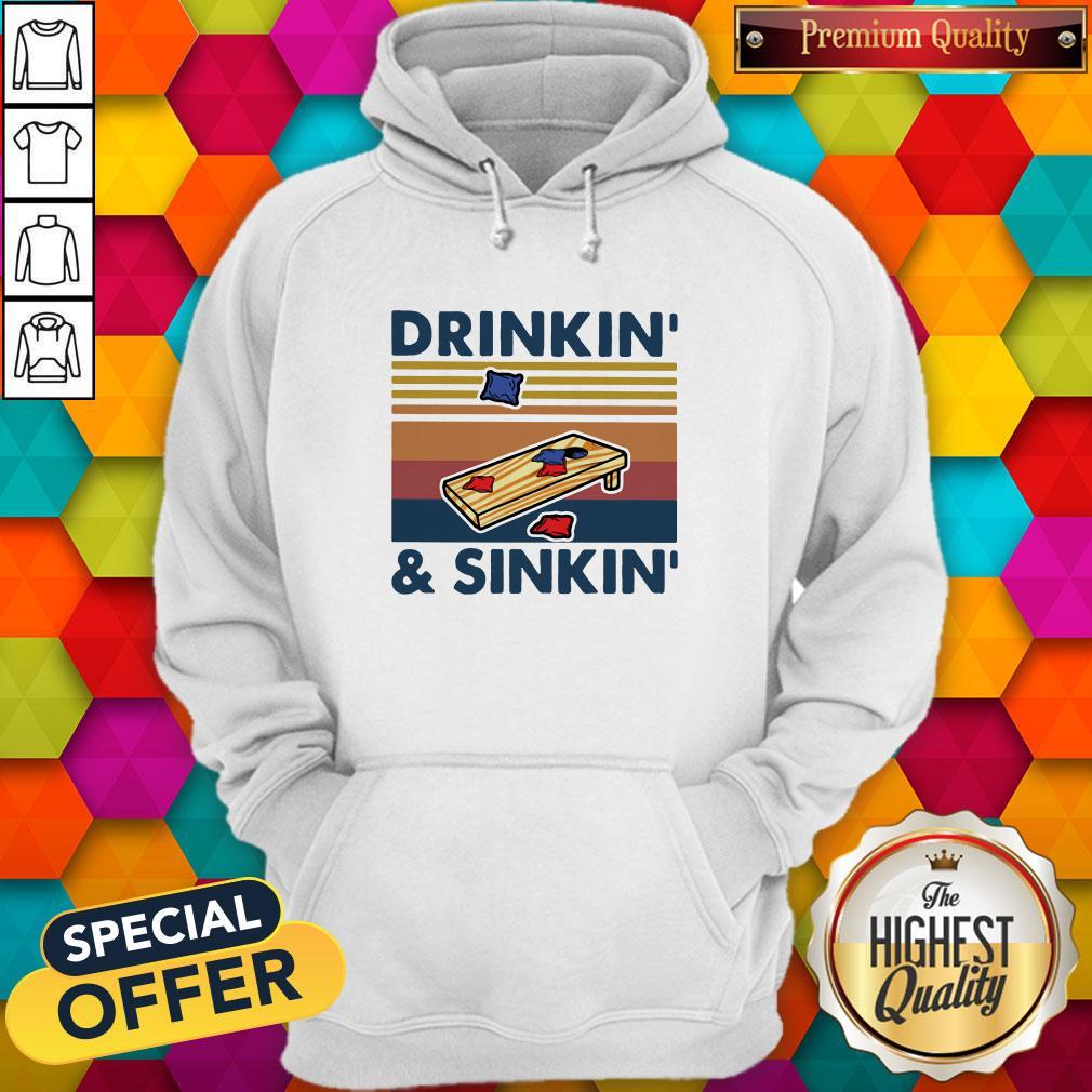 Cute Cornhole Drinkin And Sinkin Vintage Retro Shirt - Image 5