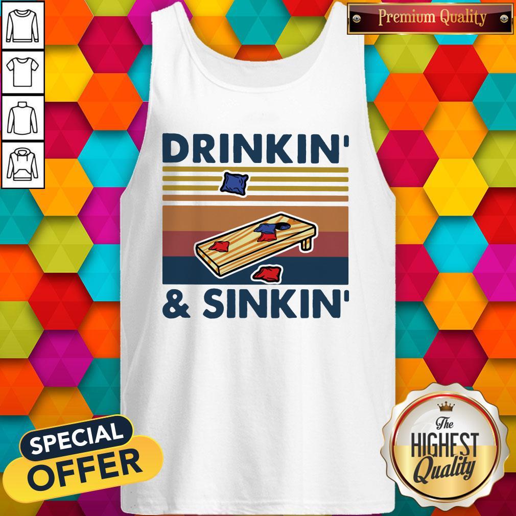 Cute Cornhole Drinkin And Sinkin Vintage Retro Shirt - Image 3