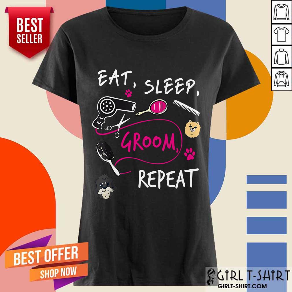 Cute Dog Eat Sleep Groom Repeat Shirt - Image 3