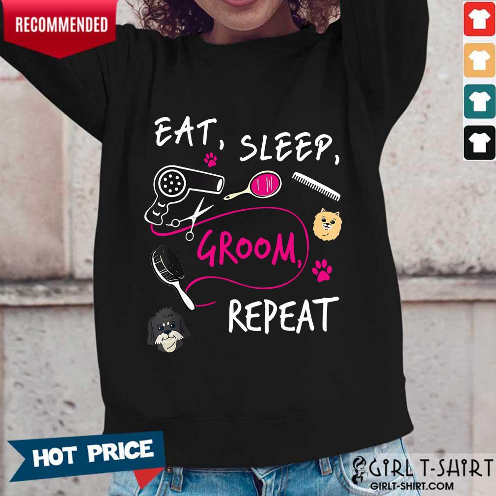 Cute Dog Eat Sleep Groom Repeat Shirt - Image 2