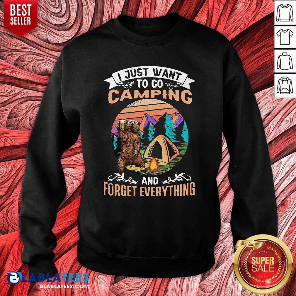 Cute I Just Want To Go Camping And Forget Everything Bear Drink Beer Vintage Shirt - Image 4