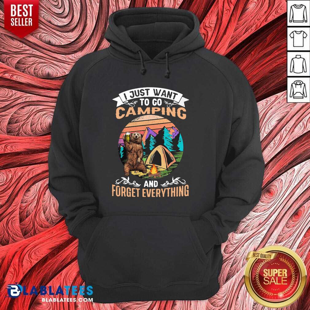 Cute I Just Want To Go Camping And Forget Everything Bear Drink Beer Vintage Shirt - Image 3