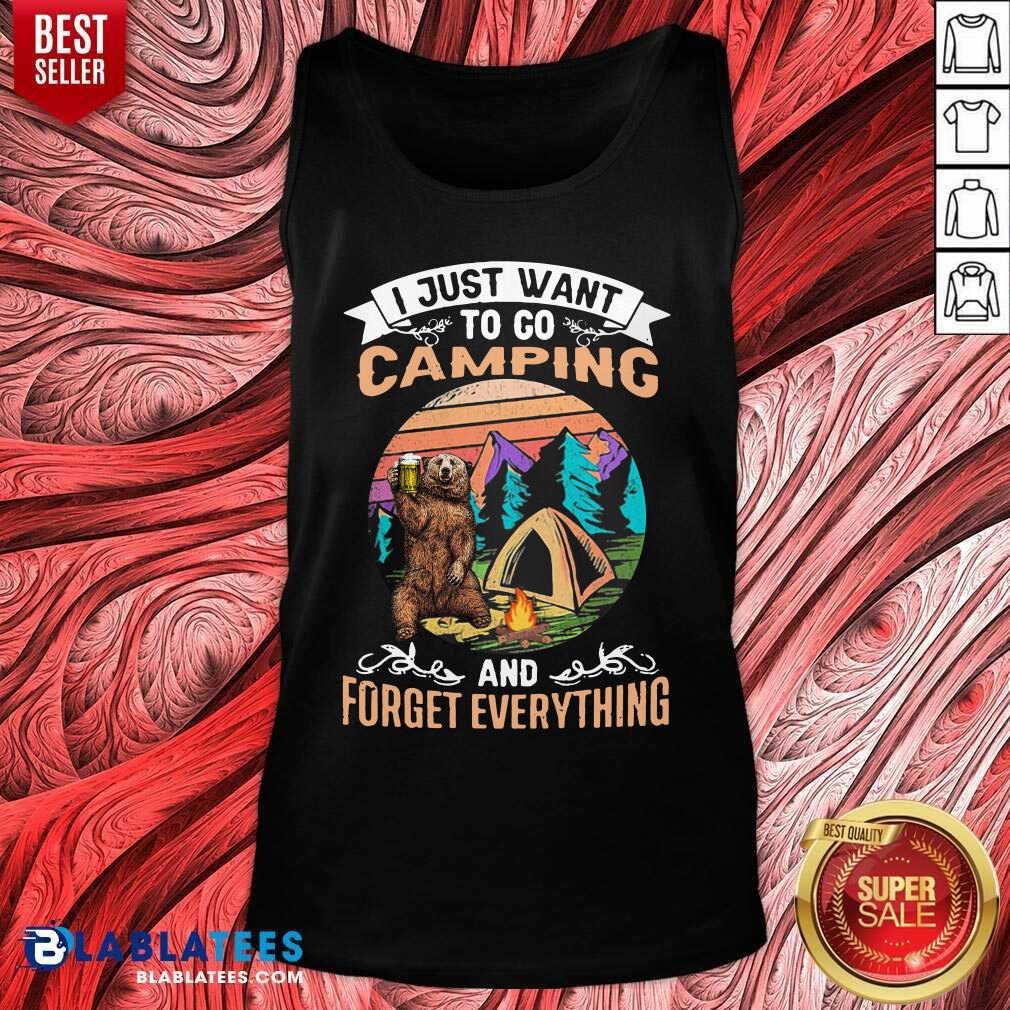 Cute I Just Want To Go Camping And Forget Everything Bear Drink Beer Vintage Shirt - Image 2