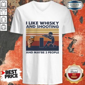 Alternative view of Cute I Like Whisky And Shooting And Maybe 3 People Vintage Retro Shirt