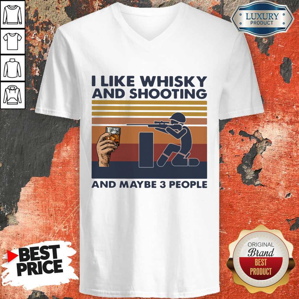 Cute I Like Whisky And Shooting And Maybe 3 People Vintage Retro Shirt - Image 2
