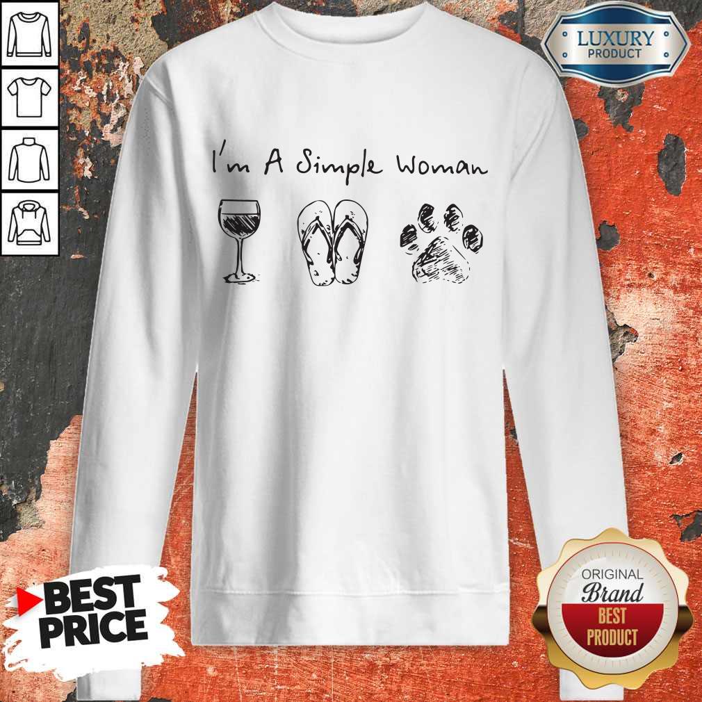 Cute I’m A Simple Woman Wine Flip Flop Dog Paw Shirt - Image 4