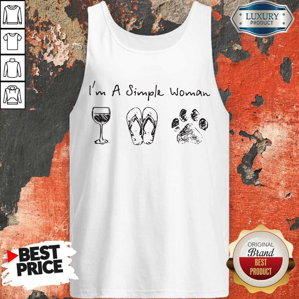 Cute I’m A Simple Woman Wine Flip Flop Dog Paw Shirt - Image 3