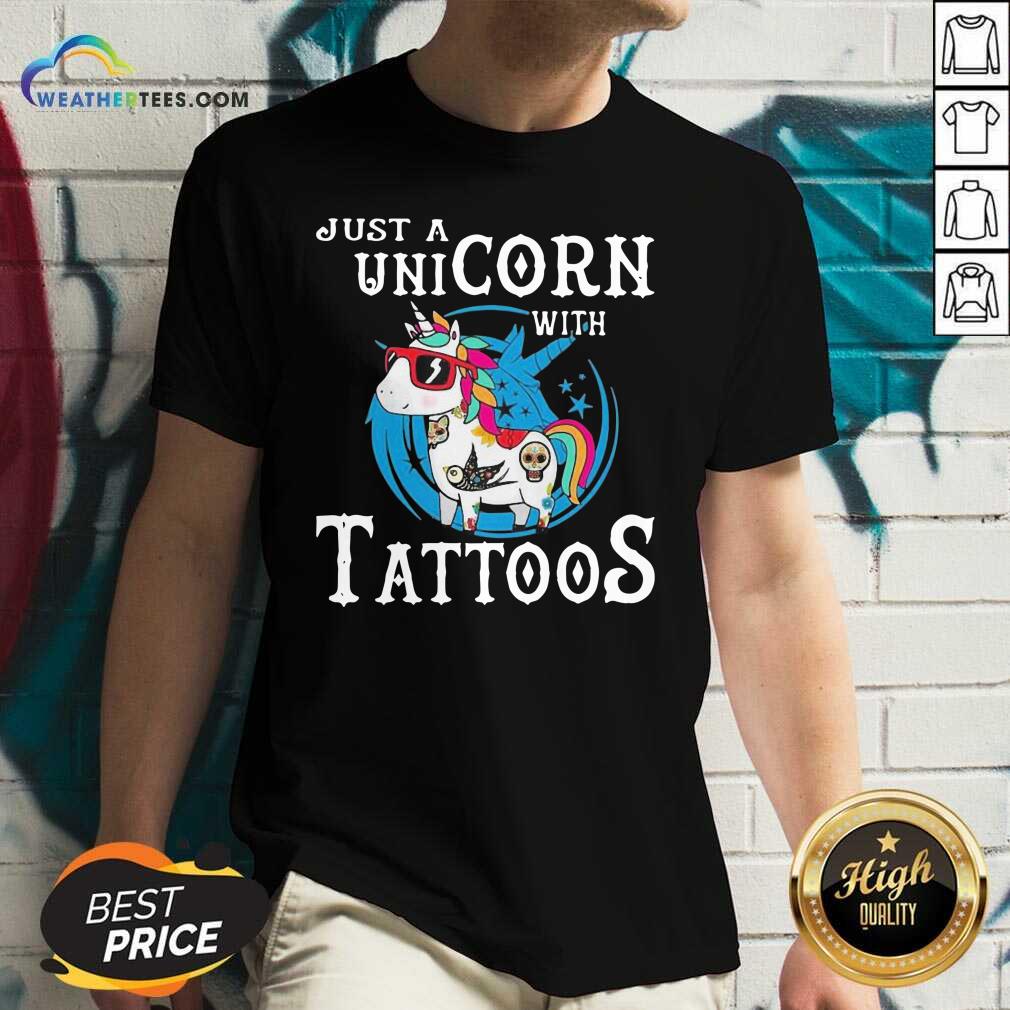 Cute Just A Unicorn With Tattoos Shirt - Image 3