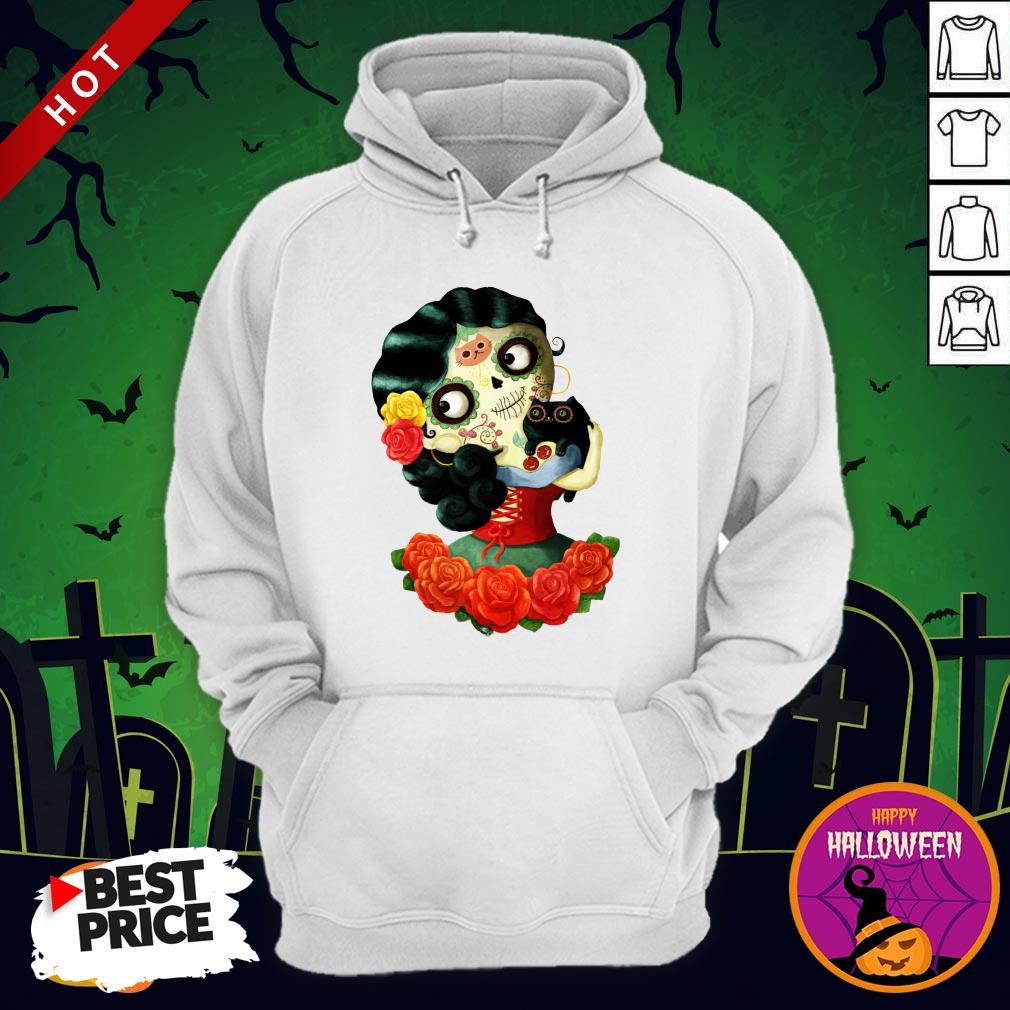 Cute Mexican Day Of The Dead Girl Sugar Skull Shirt - Image 2