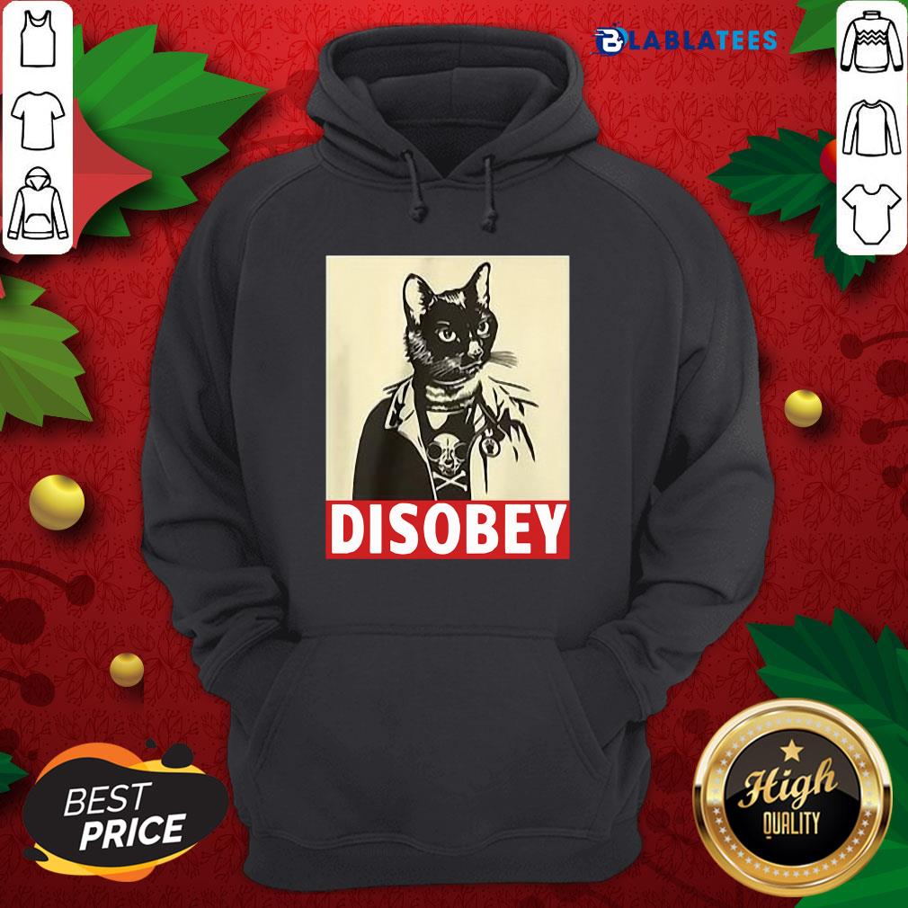 Cute Radical Cat Disobey T-Shirt - Image 2