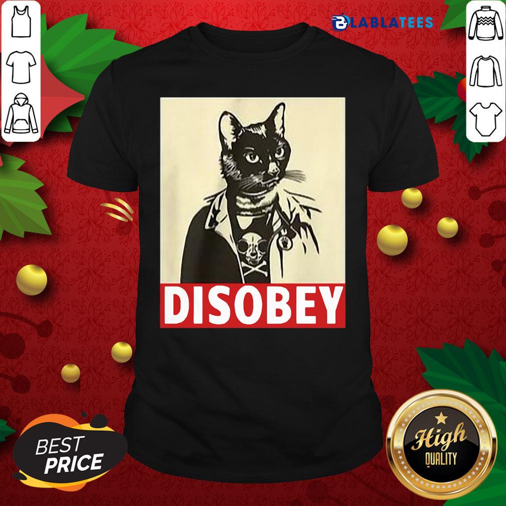 Cute Radical Cat Disobey T-Shirt