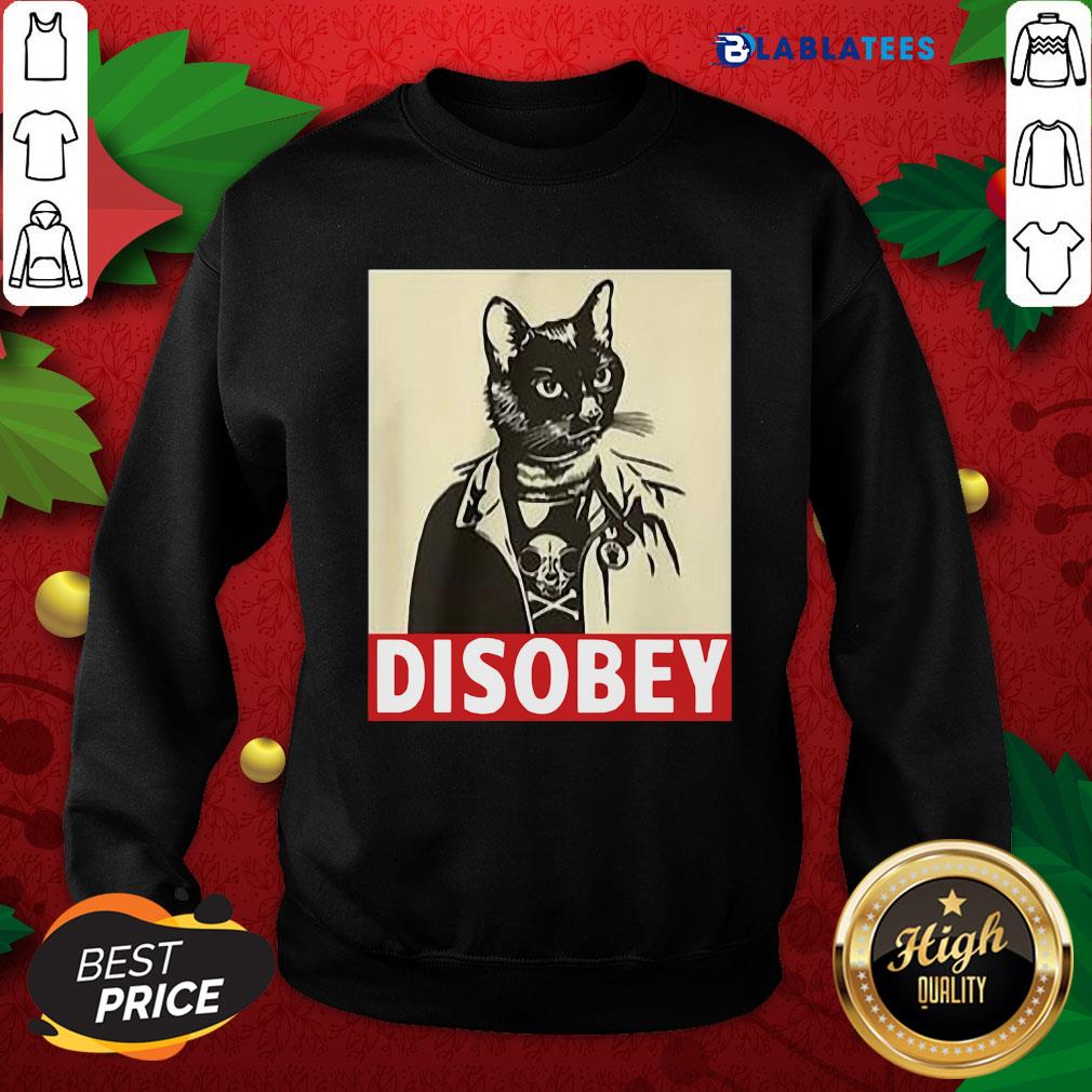 Cute Radical Cat Disobey T-Shirt - Image 5