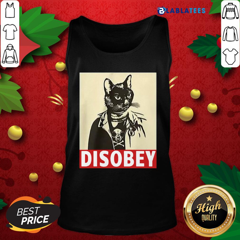 Cute Radical Cat Disobey T-Shirt - Image 4