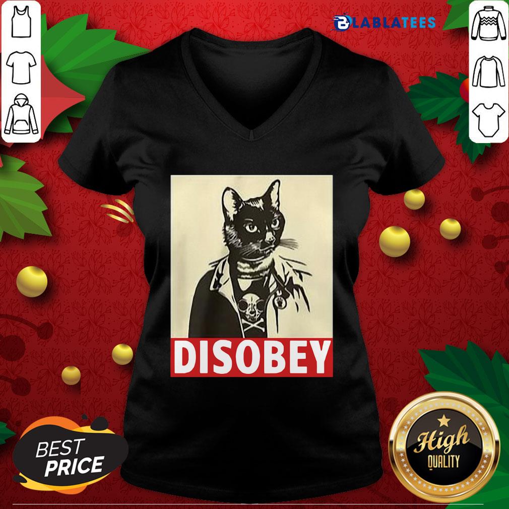 Cute Radical Cat Disobey T-Shirt - Image 3