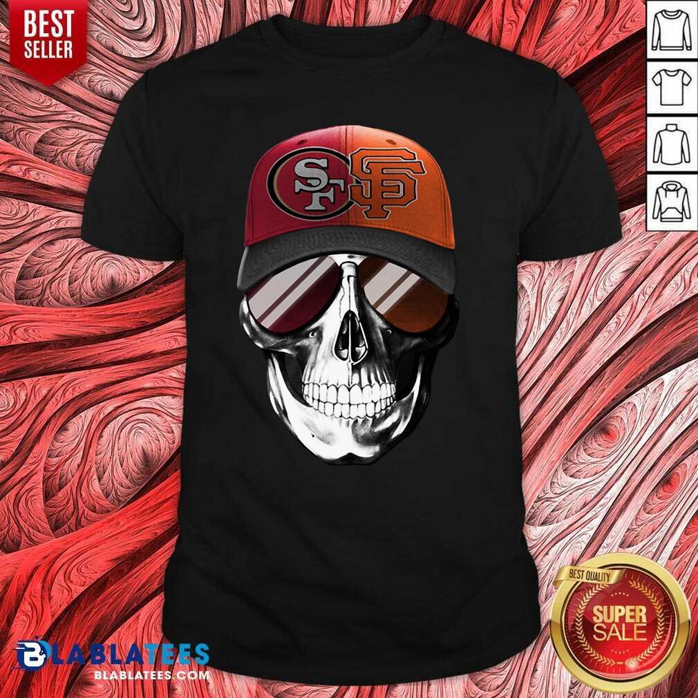 Cute San Francisco 49ers And Los Angeles Lakers Skull Sunglass Shirt