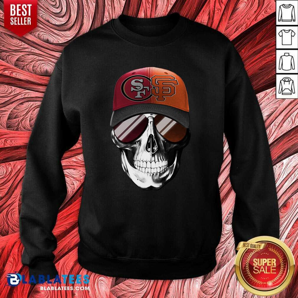 Cute San Francisco 49ers And Los Angeles Lakers Skull Sunglass Shirt - Image 4